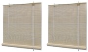 vidaXL Estores de rolo em bambu natural 2 pcs 120x160 cm