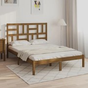 Estrutura de cama dupla pequena 120x190 cm madeira castanho mel