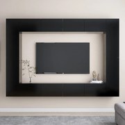 vidaXL 8 pcs conjunto de móveis de TV derivados de madeira preto