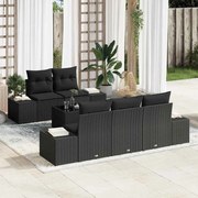vidaXL Conjunto de Sofá de Jardim com 6 Peças e Almofadas Pretas de Rattan e Poliéster