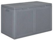 vidaXL Caixa de arrumação para jardim 180 L vime PP cinzento