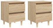 Mesas cabeceira 2 pcs c/ pernas pinho 40x35x50 cm carv. sonoma