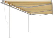 vidaXL Toldo retrátil automático com postes 6x3,5 m amarelo e branco