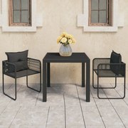vidaXL 3 pcs conjunto de jantar para jardim vime de PVC preto
