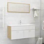 vidaXL Conj.móveis casa banho derivados madeira branco/carvalho sonoma
