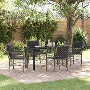 vidaXL Conjunto de Jantar de Jardim com 5 Peças e Almofadas Cinzas em Rattan Sintético