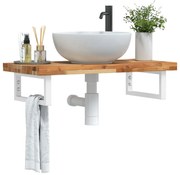 vidaXL Prateleira de parede p/ lavatório aço/madeira de acácia maciça