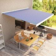 vidaXL Toldo manual com caixa 500x300 cm azul e branco