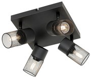 Luminária de teto industrial preta 4 luzes ajustáveis - Jim Industrial