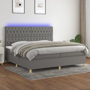 vidaXL Cama box spring c/ colchão e LED 200x200 cm tecido cinza-escuro