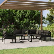 7 pcs conjunto lounge jardim com almofadões alumínio antracite