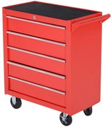 DURHAND Carrinho de Ferramentas com 5 Gavetas Rodas Trava Armário de Armazenamento para Oficina de Garagem e Chapa de Aço 69x33x75 cm Vermelho