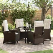 vidaXL Conjunto de Jantar de Jardim com 5 Peças e Almofadas - Rattan Poliéster Marrom