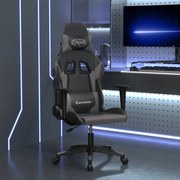vidaXL Cadeira gaming massagens couro artificial preto e cinzento
