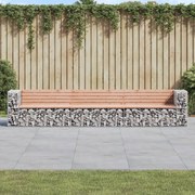 vidaXL Banco jardim design gabião 347x71x65,5cm madeira douglas maciça