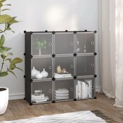 vidaXL Organizador de arrumação com 9 cubos e portas PP preto