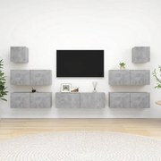 vidaXL 7 pcs conjunto móveis TV derivados de madeira cinzento cimento