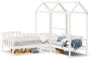 Conj. sofá-cama e banco c/ telhado 90x190cm pinho maciço branco