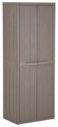 vidaXL Móvel arrumação jardim 65x45x172 cm PP aspeto madeira castanho