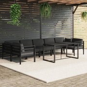 8 pcs conjunto lounge jardim com almofadões alumínio antracite