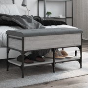 vidaXL Banco sapateira 82x42x45 cm derivados madeira cinzento sonoma