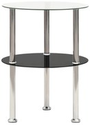 vidaXL Mesa apoio duas prateleiras 38cm vidro temp. transparente/preto