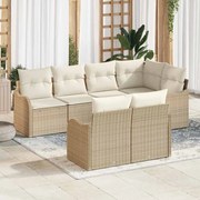 vidaXL Conjunto de Sofá para Jardim com 7 Peças e Almofadas Bege em Rattan Poliéster