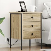vidaXL Armário de Cabeceira com gaveta Carvalho sonoma 42 x 41 x 61 cm