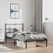 Estrutura de cama com cabeceira 100x190 cm metal preto