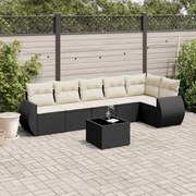 vidaXL 7 pcs conjunto de sofás p/ jardim c/ almofadões vime PE preto