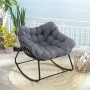 Poltrona de baloiço jardim ou sala com almofada grossa e removível extragrande Poltrona relaxante Cinzenta