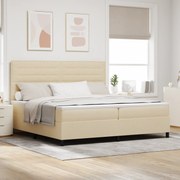 vidaXL Cama Box Spring com Colchão Creme 200x200 cm Tecido
