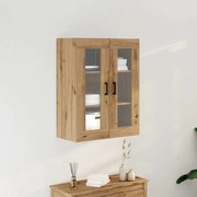 vidaXL Armário Montado na Parede com Portas de Vidro Carvalho Artesanal 69.5x34x90 cm