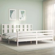 vidaXL Estrutura cama Super King Size c/ cabeceira madeira branco