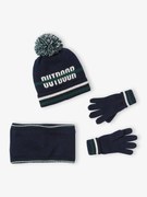 Agora -25%: Conjunto gorro + gola snood + luvas, para menino marinho