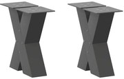 vidaXL Pés para mesa de centro em formato de X, 2 peças, antracite, 30x(30-31) cm, aço
