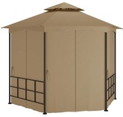 vidaXL Gazebo com paredes laterais 3,1x2,7 m cinzento-acastanhado