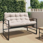vidaXL Banco de jardim com almofadão 113 cm aço cinzento-acastanhado