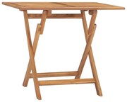 vidaXL Mesa de jantar para jardim dobrável 90x60x75 cm teca maciça