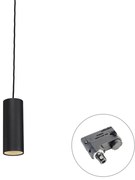 Candeeiro suspenso de design preto com adaptador de calha trifásico - Tubo trifásico