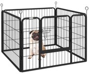 PawHut Parque para Cães com 4 Painéis Dobrável 82x82x60 cm com Porta e Fechadura para Exterior e Interior Cinza Escuro