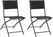 Cadeiras de exterior dobráveis 2 pcs aço e textilene