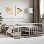 vidaXL Estrutura de cama com cabeceira e pés 193x203 cm metal branco