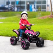 Moto 4 Elétrica para Crianças de 3-5 Anos Veículo Eléctrico a Bateria 12V com 2 Motores 83x53x55,5 cm Rosa