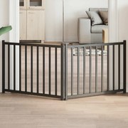 vidaXL Portão p/ cães dobrável 2 painéis 160 cm abeto maciço preto