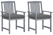 vidaXL Cadeiras de jardim com almofadões 2 pcs acácia maciça cinza
