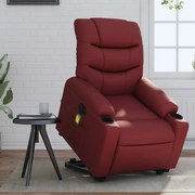 vidaXL Poltrona reclin. elevatória elétrica couro artif vermelho-tinto