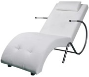 Chaise longue com almofada couro artificial branco