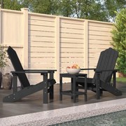 vidaXL Cadeiras de jardim Adirondack com mesa PEAD antracite