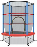 Trampolim de Jardim para Crianças Ø165CM com Rede de Proteção, Suportes de Mola e Estrutura de Aço Vermelho